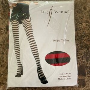 Leg Avenue Red and Black Striped Tights